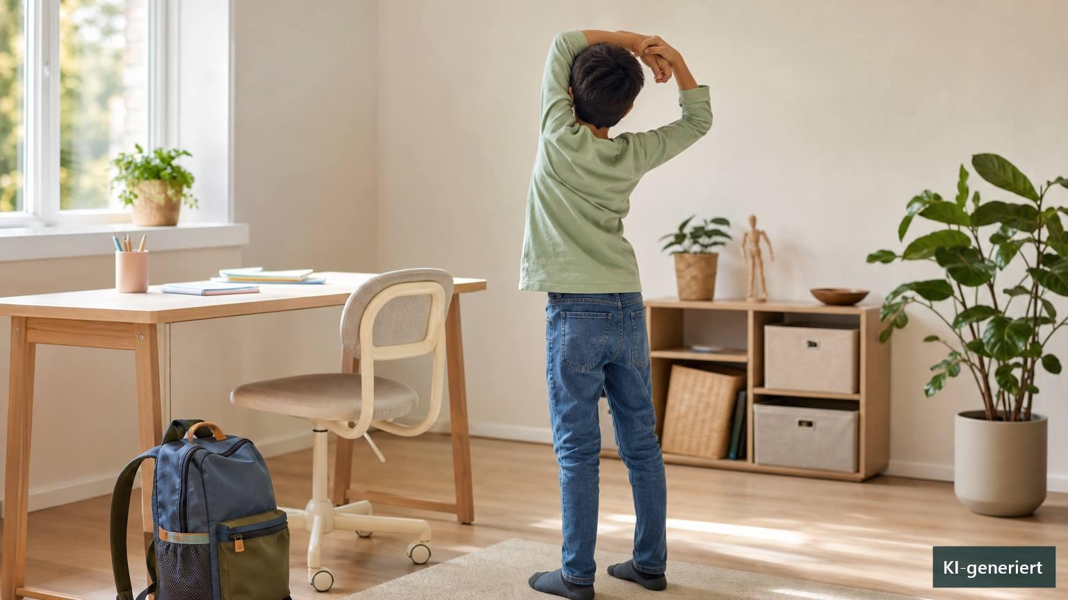 Ruhiges redaktionelles OSTEA-Motiv zum Thema Schulstart ohne Haltungsdruck: Was Rucksack, Sitzen und Bewegung wirklich bedeuten.